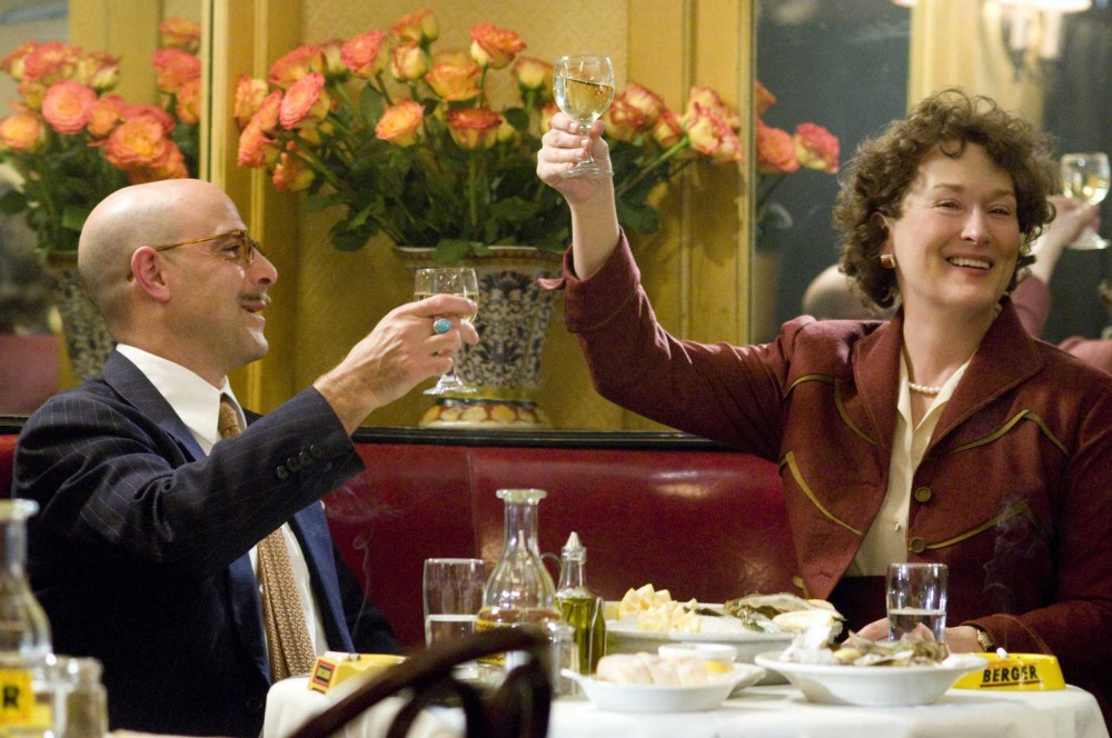 Stanley Tucci as Paul Child and Meryl Streep as Julia Child in Columbia Pictures Julie & Julia.