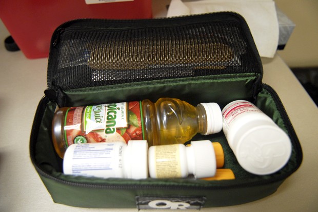 One of the many tools of the EMTs, this diabetic emergency kit is used to help any diabetics who forgot to bring their insulin to the game. 
