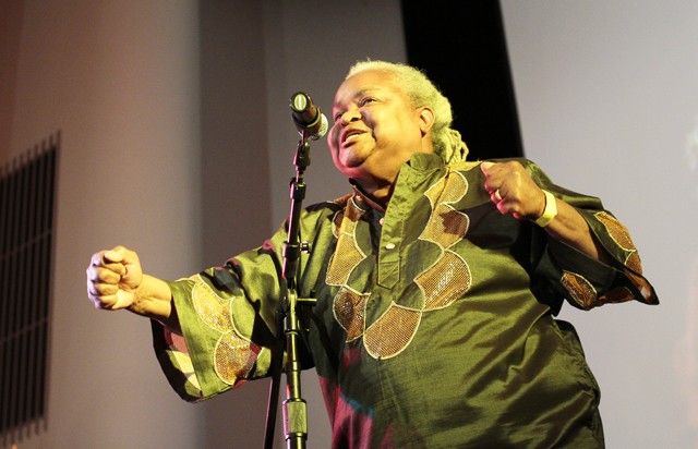 Storyteller Northando Zulu tells an Anansi folktale during African Night on Saturday at Coffman Union.