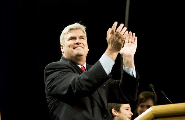 Tom Emmer addresses the crowd at the Minnesota Republican Convention on Friday at the Minneapolis Convention Center. He would later receive the party’s endorsement for Governor. 