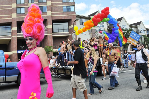 The Twin Cities Pride Parade marches down Hennepin ave, Sunday.  Over 200,000 people attended the parade and festival.