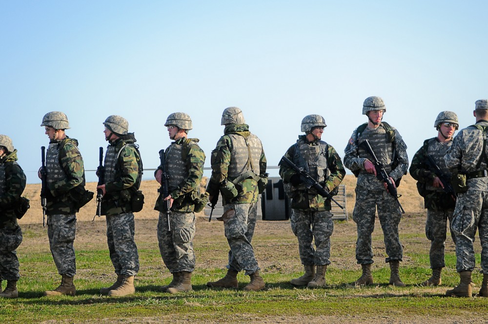 Little Falls, Minn. - March 17, 2010 - Cadets line up as they wait to be ushered onto the live-fire range.