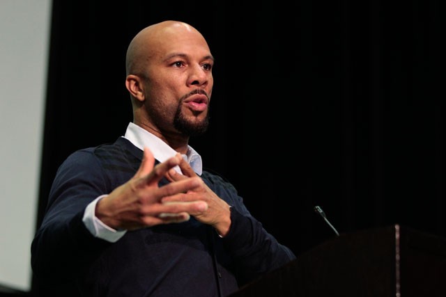 Lonnie Rashied Lynn, Jr., also known by his stage name Common, speaks to students Friday at Coffman Union.