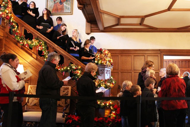 Members of the public attend the open house held Tuesday at the governors mansion in St. Paul. Visitors toured the nearly 100-year-old landmark for their recently opened holiday open house.