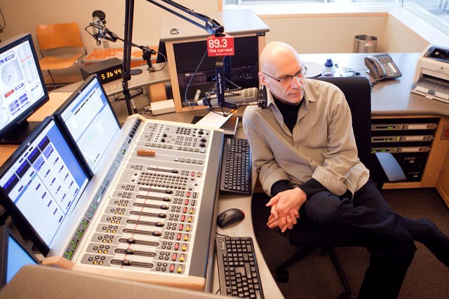 Radio announcer Mark Wheat for the current sits in his office Tuesday afternoon in the MPR building in St. Paul. 