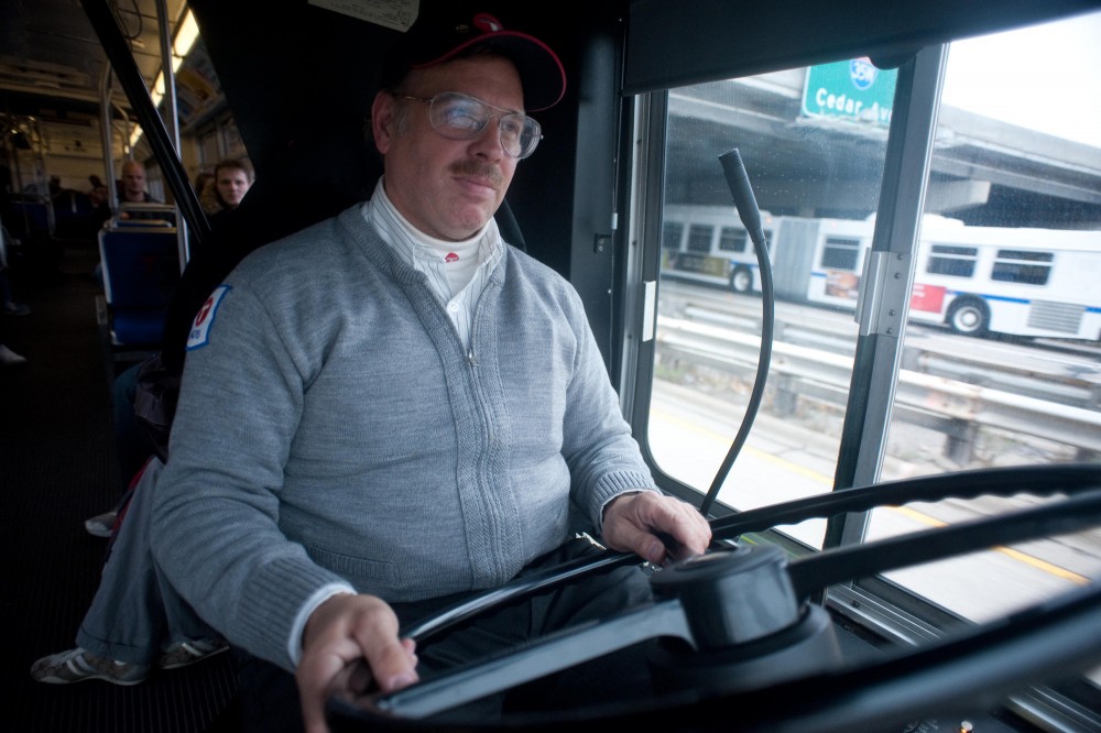 Bus Driver Gary Merchant drives the Westbound 3 at 3:10 p.m. on Friday. 