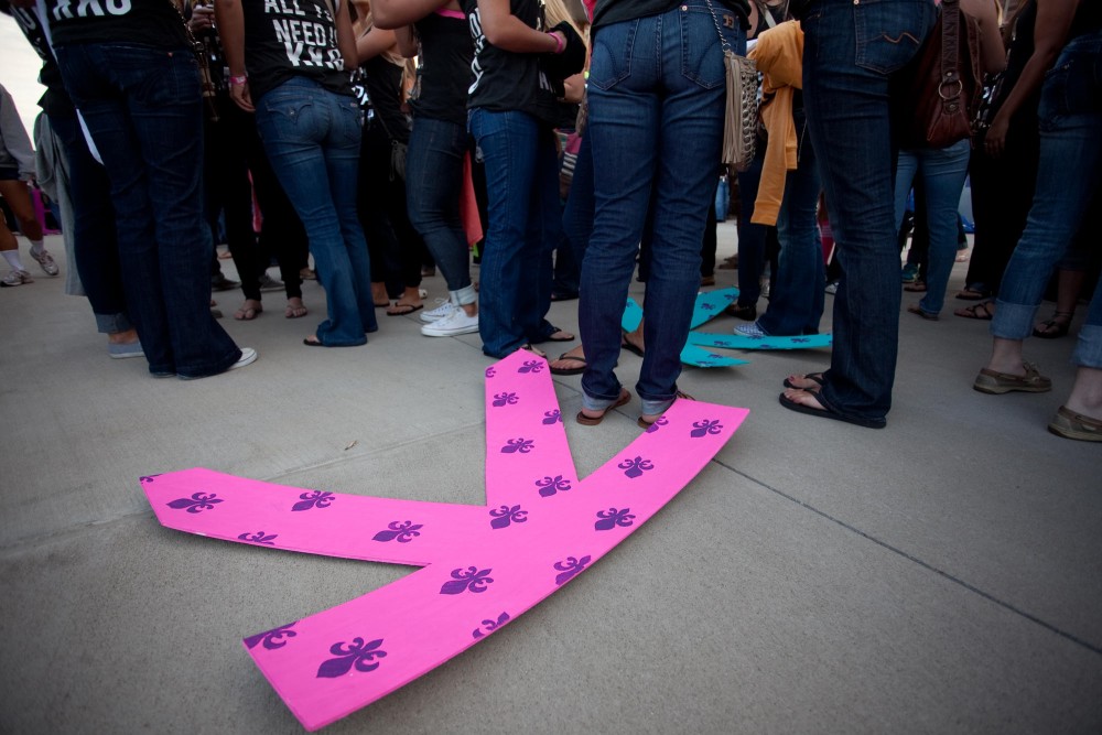 Kappa Kappa Gamma letters  lay abandoned during the excitement of welcoming new sorority members.
