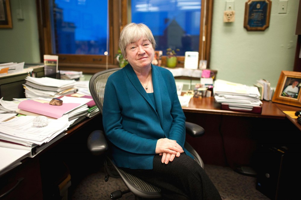 Kathleen O’Brien, here in her Morrill Hall office, will retire from the University of Minnesota this summer. She has been the vice president of University Services since 2002.