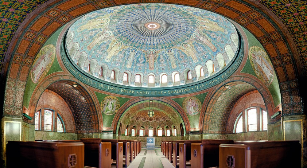 Lakewood Cemetrys Memorial Chapels decor is composed of over 10 million individual mosaic tiles.