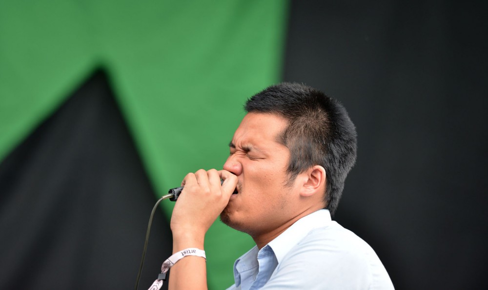 Dirty Beaches, also known by his real name Alex Zhang Huntai, performs the first set Sunday at Pitchfork Music Festival in Chicago.