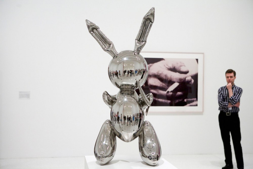 Jeff Koons Rabbit featured in the show This Will Have Been: Art, Love & Politics in the 1980s at the Walker Art Center. Helen Molesworth considered this one of the centerpieces of the exhibit. 