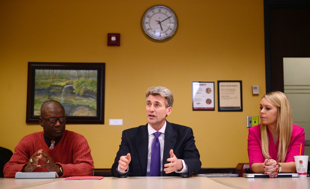 Minneapolis mayor R.T. Rybak speaks to the College Democrats about gun safety on Wednesday, Feb. 27, 2013, at Coffman Union. 