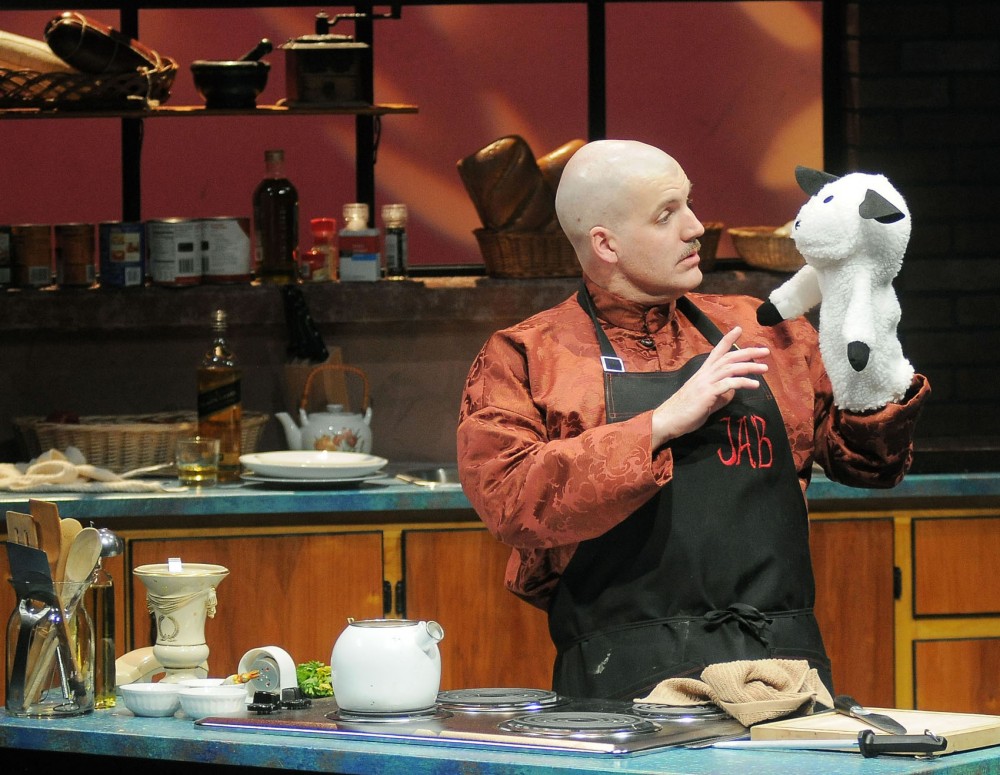 Garry Geiken rehearses the one-man play, I Love To Eat, on Saturday, Feb. 23, 2013, at the Illusion Theater in Minneapolis. Geiken stars as televisions first chef James Beard in a show that runs April 25- May 18 at the Illusion Theater. 