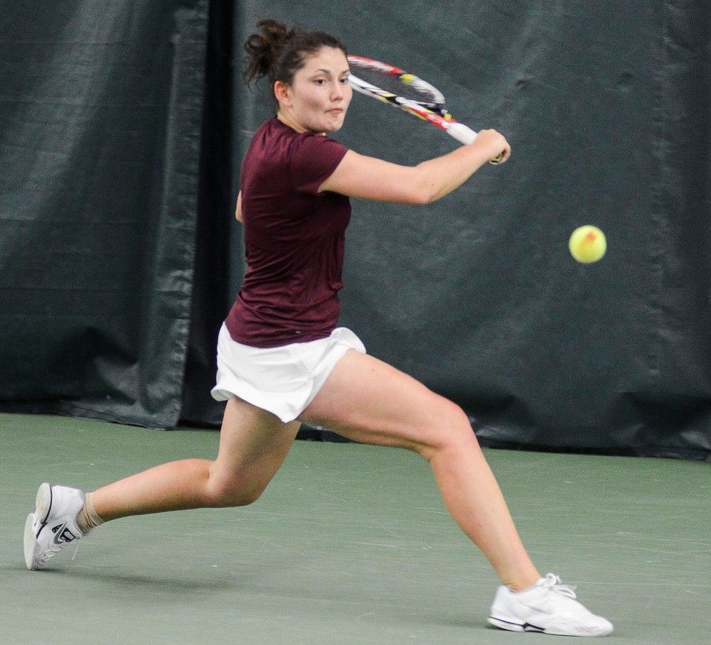 Minnesota’s Tereza Brichacova plays against Ohio State on Sunday, April 7, 2013, at the Baseline Tennis Center. 
