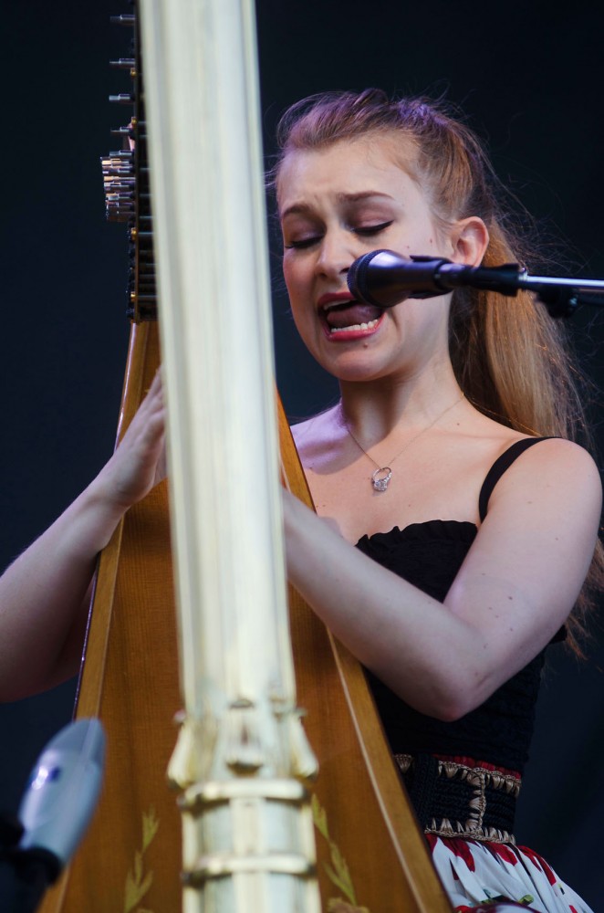 Joanna Newsom sings and plays harp, Friday evening at Pitchfork Music Festival.