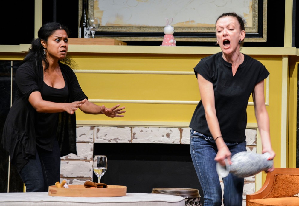 Hope Cervantes and Virginia S. Burke rehearse Good People, on Friday, Sept. 6, 2013. The play is written by David Lindsay-Abaire and premieres at Park Square Theatre on September 13th. 