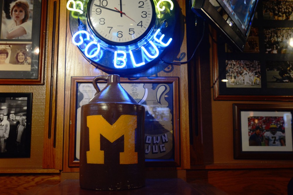 The restaurant, The Brown Jug, celebrates the University of Minnesota and the University of Michigans rivalry trophy, a brown jug in Ann Arbor, Mich. 