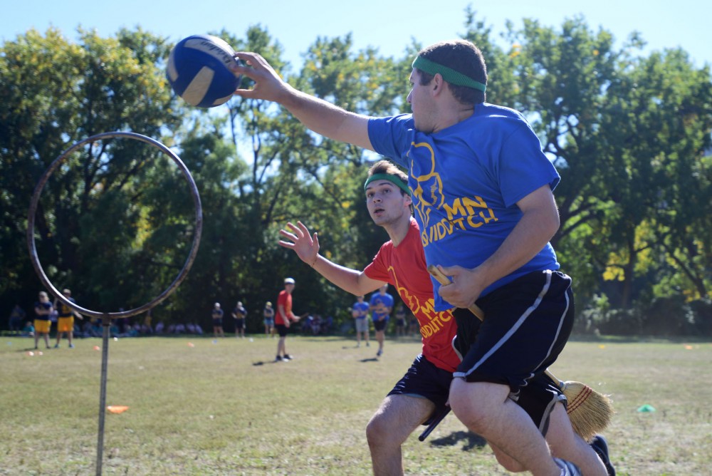 Students try out for the Minnesota Quidditch team on Sunday at East River flats. The teams play both intramural and regional competitions each year.