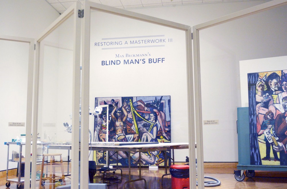 A new exhibit at the Minneapolis Institute of Arts features the restoration of a triptych by Max Beckmann, titled Blind Mans Buff. This is the third restoration done on paintings at the MIA and will be conducted over four months by the Midwest Art Conservation Center. 