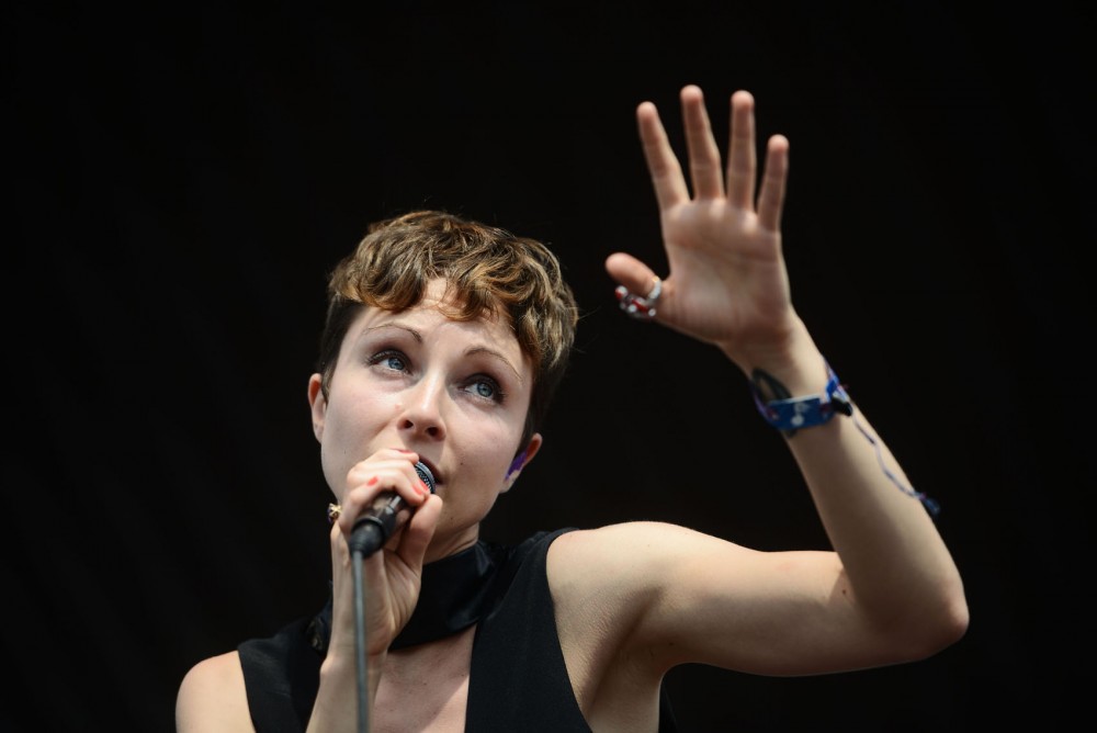 Polica performs Sunday, June 24, 2012, at Rivers Edge Music Festival in St. Paul, Minn.