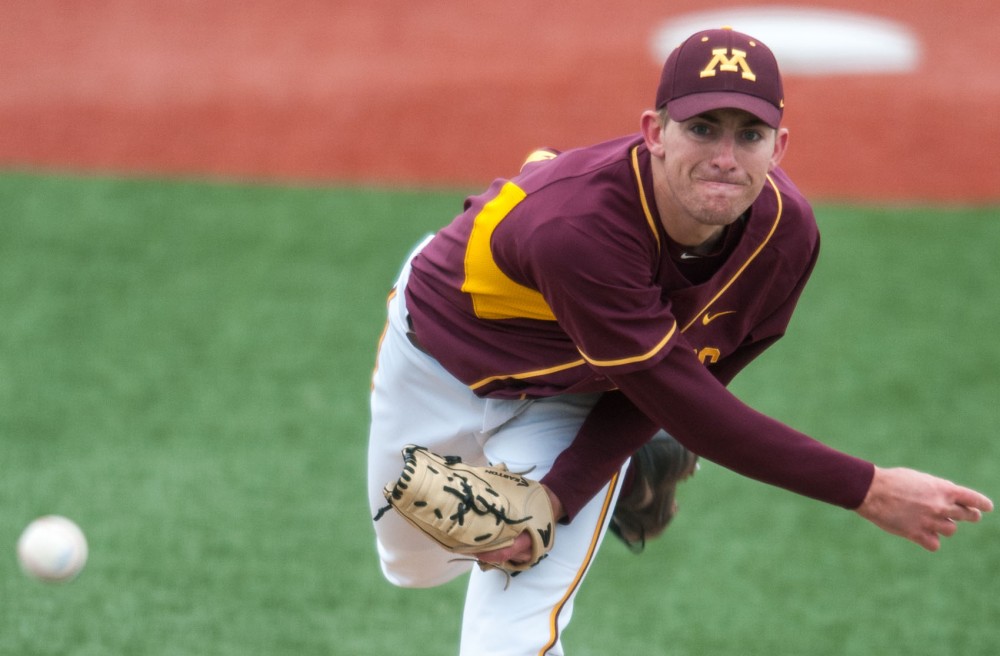 Gophers pitcher Ben Meyer pitches during a game against Nebraska at Siebert Field on April 13th.