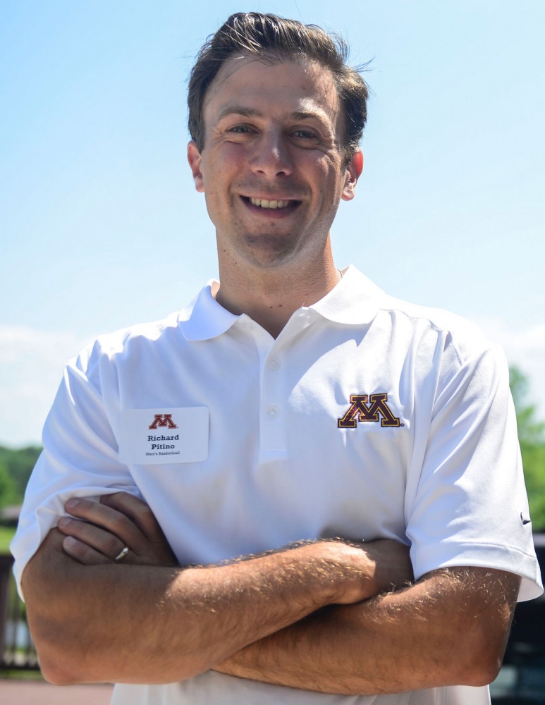 Mens basketball coach Richard Pitino photographed outside Owatonna Country Club during the Chalk Talk trip on June 4. After coaching at Minnesota for a full year, Pitino has had more time to establish better relationships with recruits. 