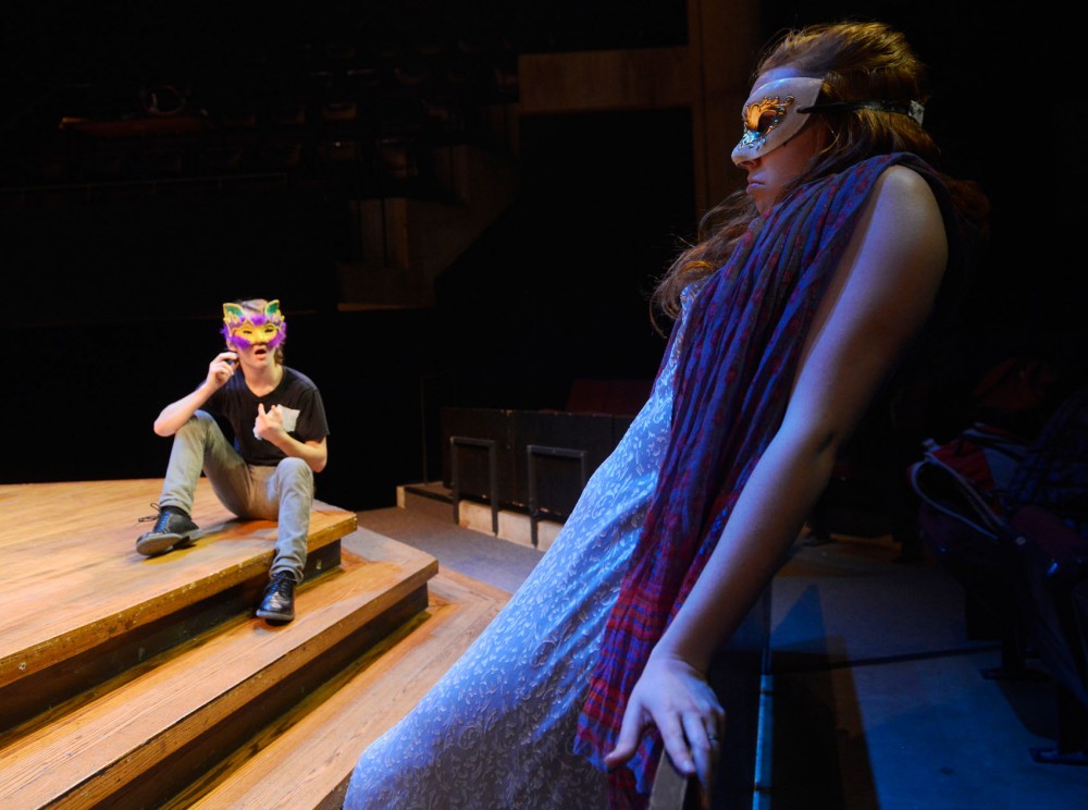 Theatre BFA students rehearse for Shakespeares Comedy of Errors in the Rarig Center on Monday. Opening April 2 and running through April 7, the Universitys BFA program will alternate productions of the Taming of the Shrew and Comedy of Errors.