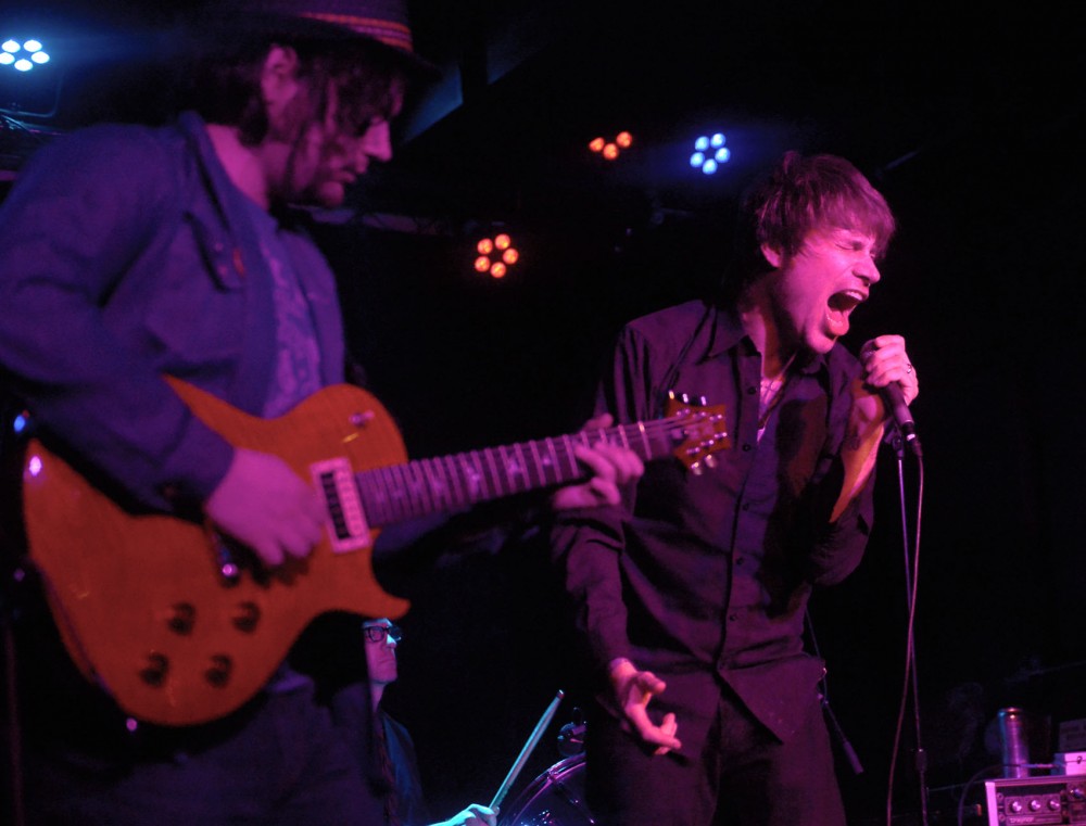 Narco States vocalist Michael MacBlane-Meyer sings with his band at the Turf Club on Monday. Narco States, a psychadelic garage-rock punk band, is passionate about the Minnesota garage scene and strives for unpredictable live performances. 