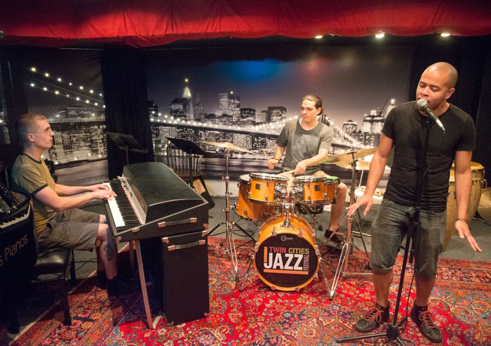 Murkury, a local Minneapolis experimental electro-soul band, poses for group shot at Jazz Central Studios on Monday evening.