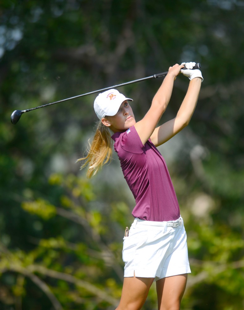 Gophers second year Celia Kuenster tees off at the Minikahda Club during the Minnesota Invitational on Tuesday, September 15. 