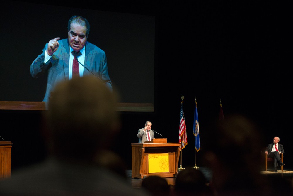 Supreme Court Justice Antonin Scalia speaks for the 2015 Stein Lecture at Northrop Memorial Auditorium on Tuesday, October 20.