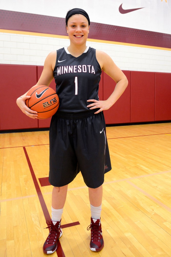 Gophers womens basketball player Rachel Banham poses in the Bierman Field Athletic Building on Thursday afternoon. Banham has returned to play for the Gophers after recovering from an injury that forced her to sit out her senior season. 