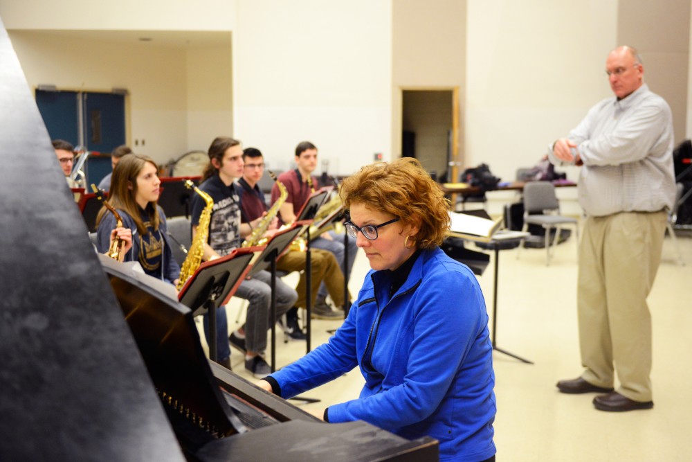 Guest artist Laura Caviani rehearses with the Jazz Ensemble II, led by director of jazz studies Dean Sorenson on Wednesday in Ferguson Hall.