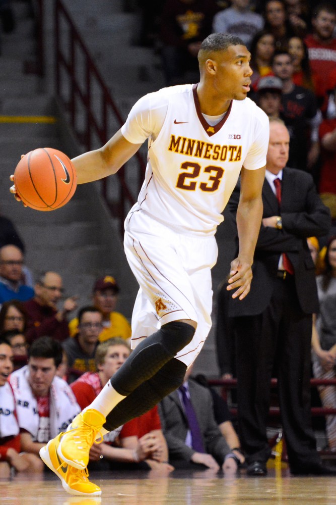 Redshirt junior Charles Buggs pushes towards the net at Williams Arena on March 2.