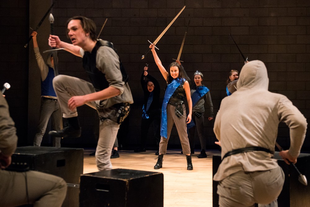 The cast of Shakespeares King Henry VI run through a dress rehearsal at the Rarig Center on Monday night. The play opens March 30 and runs through April 4. 