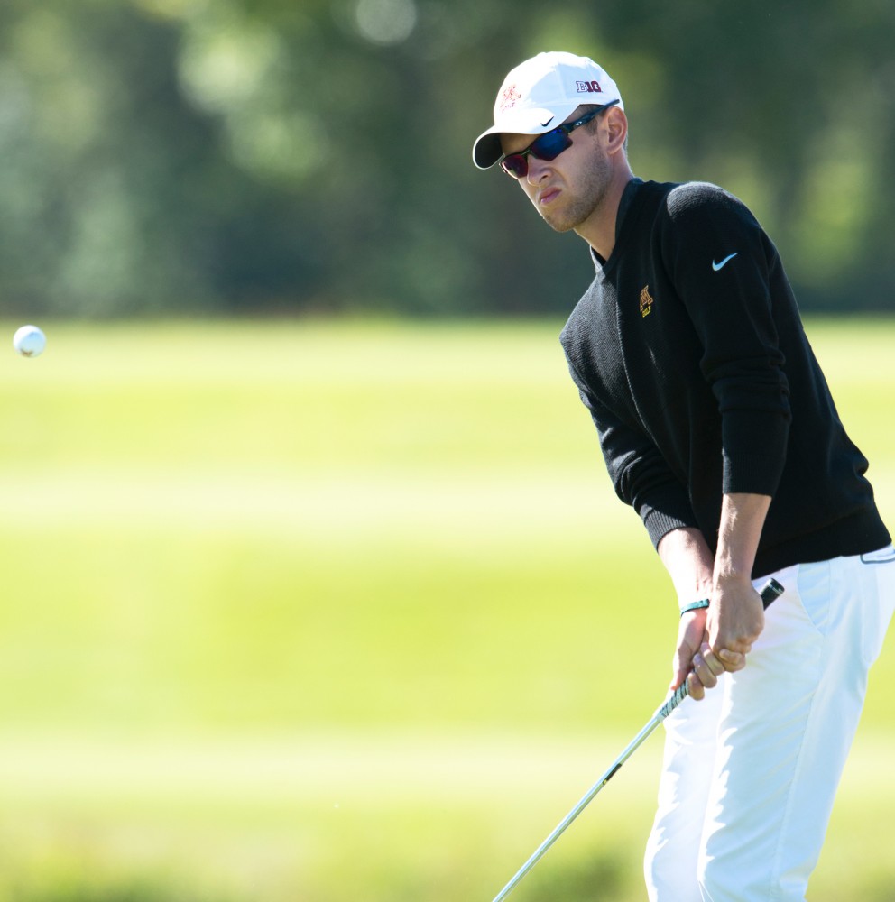 Senior Jon DuToit plays at the Windsong Golf Club on Sept. 13 at the Gopher Invitational.