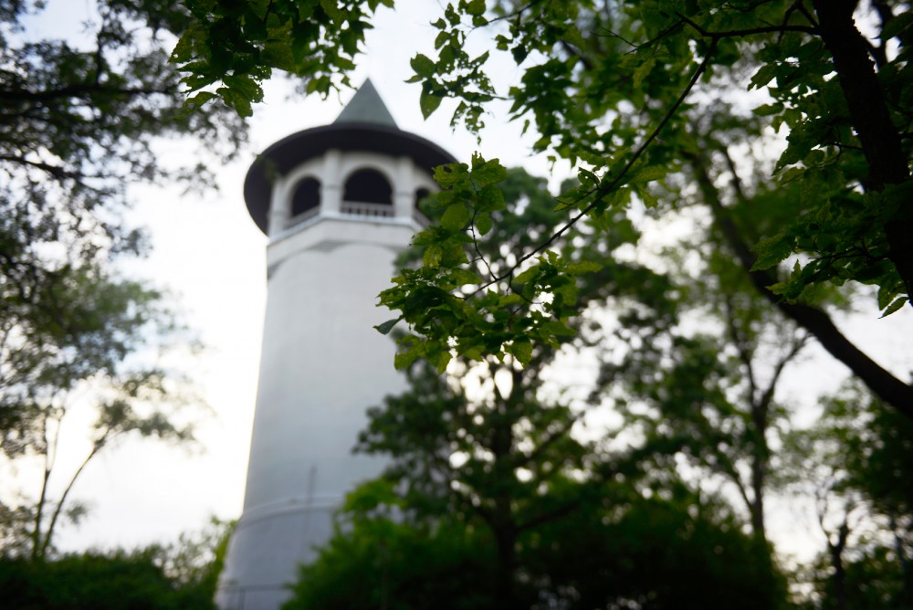 The Witchs Hat Tower sits in Prospect Park on Monday evening. On May 23, the Prospect Park Association voted on bylaw amendments that would have reserved a spot on their Board for student residents. The bylaw amendments did not pass, but will be revisited in later in June. 