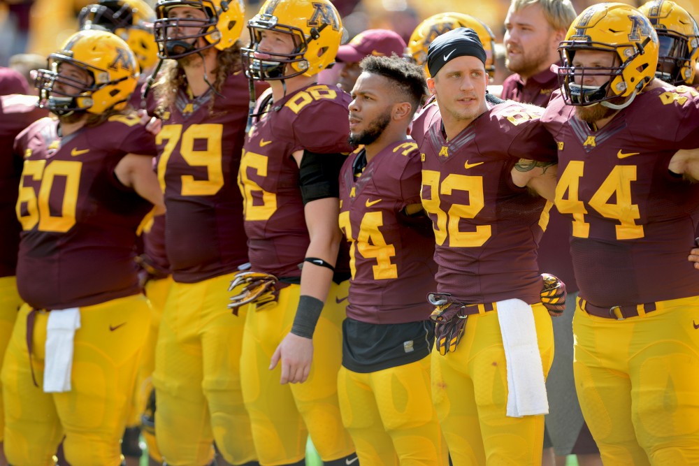 The Gophers after winning against Indiana State on Saturday, Sept. 10, 2016 at TCF Bank Stadium.