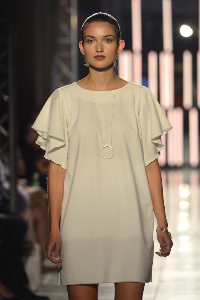 U alum Ellie Hottinger presented a collection from her brand, Emah The Label, at the Envision Fashion Show as part of Fashion Week MN on Saturday, Sept. 24, 2016 at Orchestra Hall in Minneapolis. Hottinger graduated from the Apparel Design program in 2013 and lives in Chicago. 