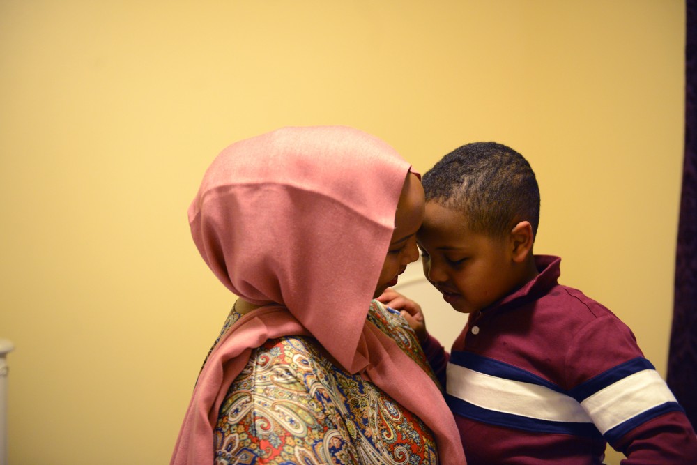 Marian Ahmed shares a quiet moment with her son Anas on Sunday, Nov. 6, 2016 at their home in Savage, Minnesota. 