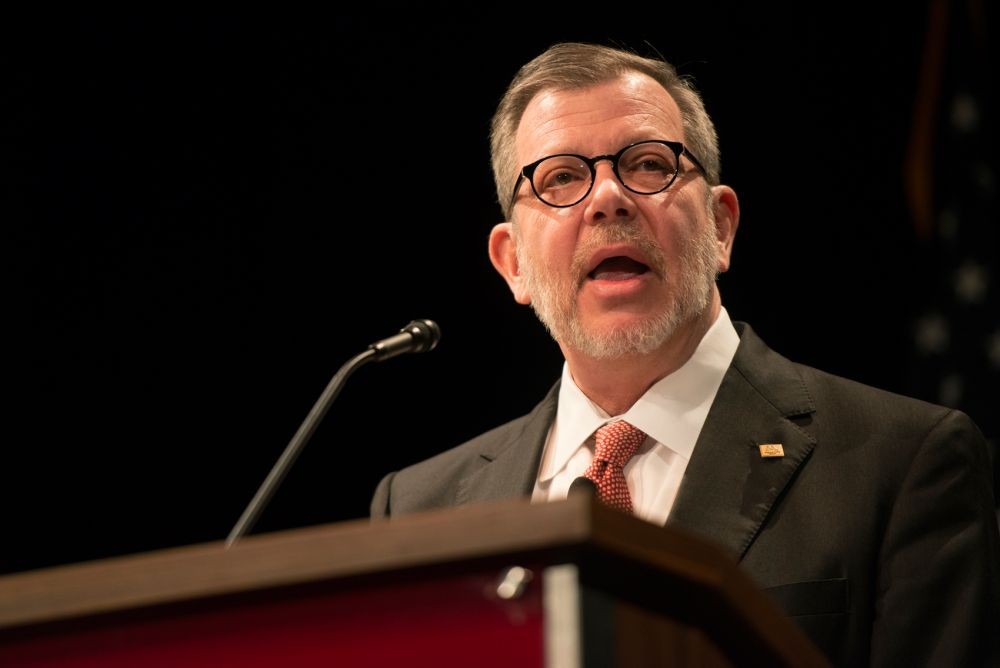 President Eric Kaler delivers his State of the University address at Coffman Union Theater on Thursday, March 7, 2016.