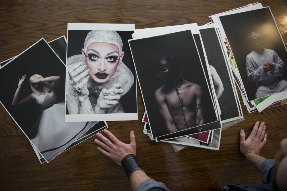 Ryan Coit displays some of his most recent photo projects at his studio in Minneapolis on Tuesday, Jan. 17, 2017. Ryans work promotes positive body image and varies from drag models to erotic portraiture and fetishes.  