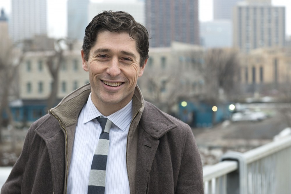 Ward 3 Council Member Jacob Frey poses for a portrait on Hennepin Avenue on Tuesday, Jan. 25, 2017. 
