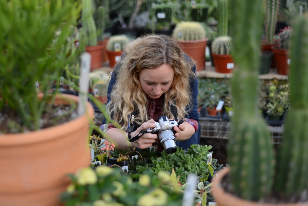 Megan Nichols take photographs of succulent plants during a Instagram meet up on Saturday, Feb. 18, 2017 at the Tonkadale Greenhouse in Minnetonka, MN.  