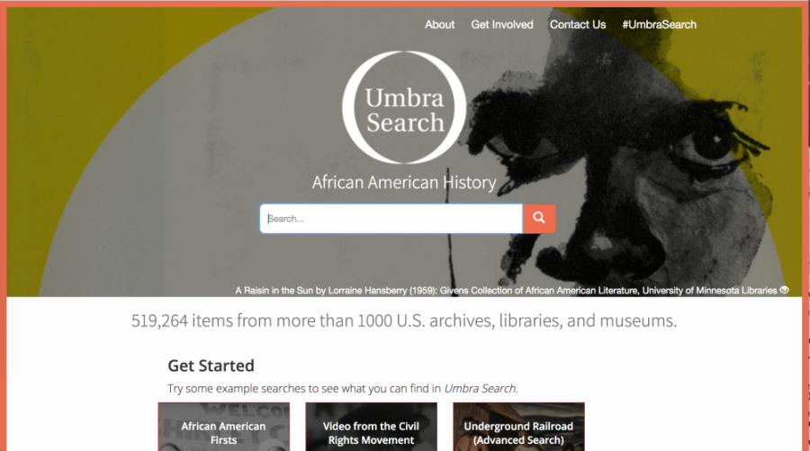 A screenshot of Umbra search, is a University-led digital archive that houses African American historical materials.