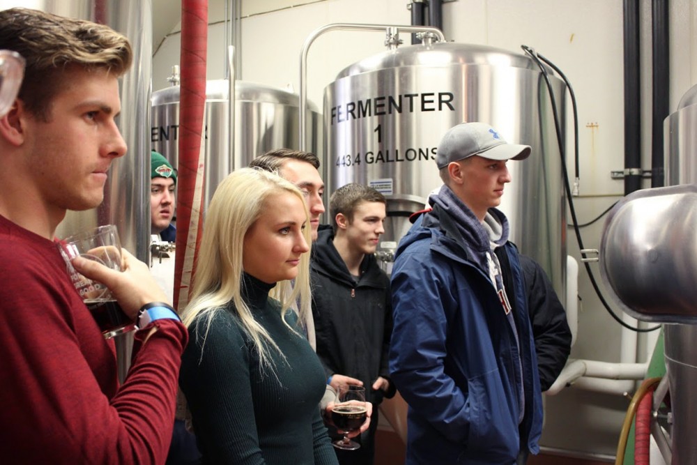 Members of the Ski-Brew-Mah club tour a brewery. The club, which is relatively new to the University of Minnesota, focuses on the business and culture of breweries and wineries. 