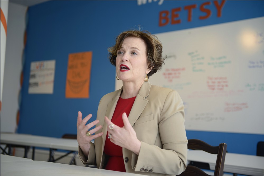 Minneapolis mayor Betsy Hodges talks about running for re-election on Friday, Mar. 31, 2017 in her campaign office in Minneapolis.