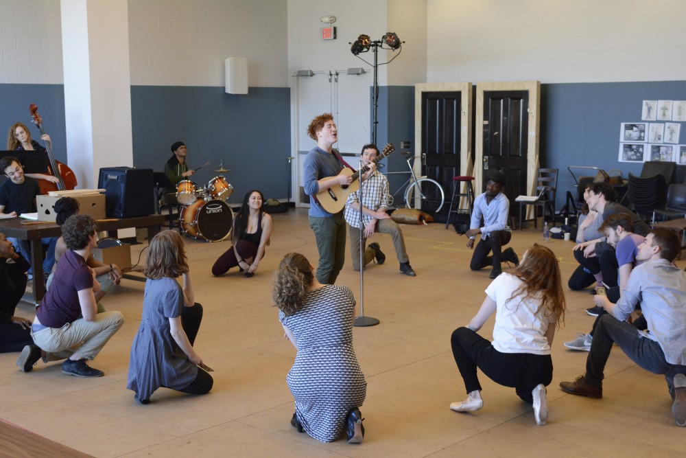 Student actors perform a rehearsal of The American Clock on Saturday, Apr. 1, 2017 at the Guthrie Theater.