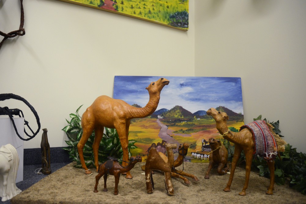 A diorama landscape with miniature camels is setup at the Somali Museum of Minnesota on Friday, April 14, 2017 in Minneapolis.