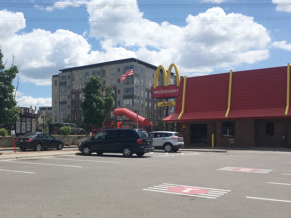 A view of McDonalds in Dinkytown on Monday. On Sunday night, a persons car was stolen at gunpoint in the area.